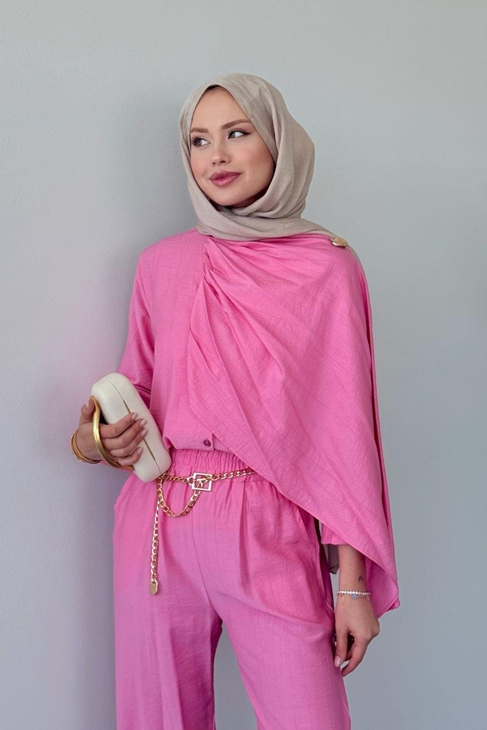 Nazlı Pantolonlu Takım Pembe