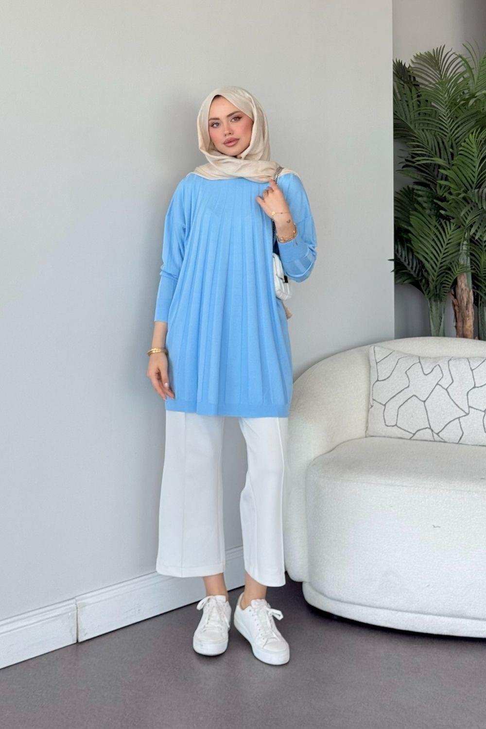 Gökkuşağı Merserize Tunik Bebe Mavisi