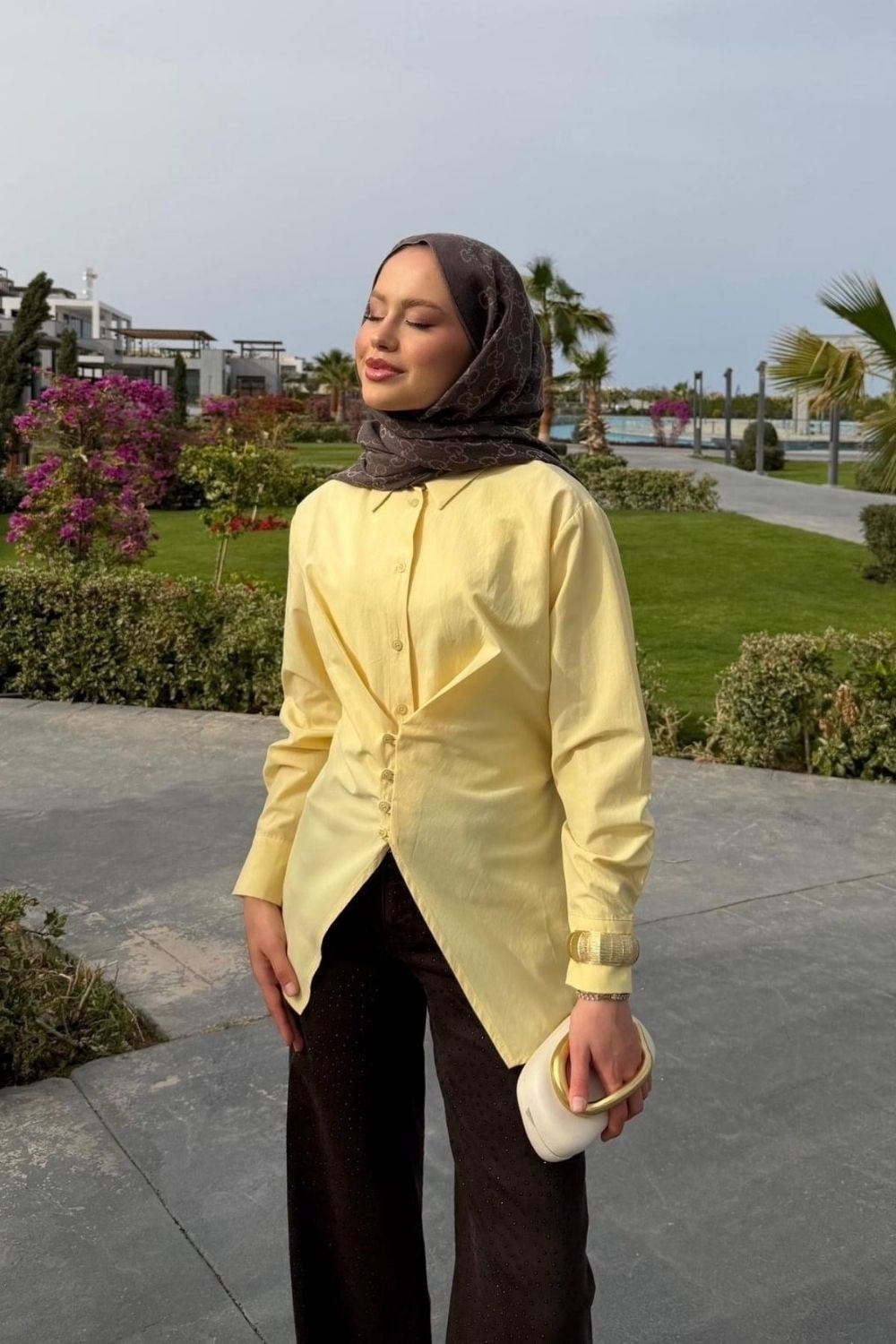 Belden Oturtmalı Gömlek Sarı